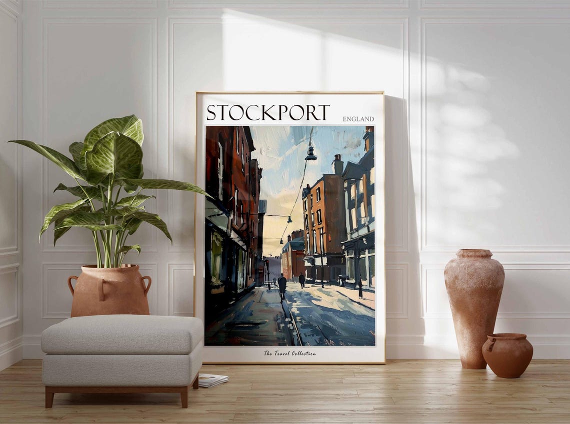 Stockport Poster England Travel Print British Decor United Kingdom Travel Poster Stockport Gift Stockport Travel Poster - Image 2