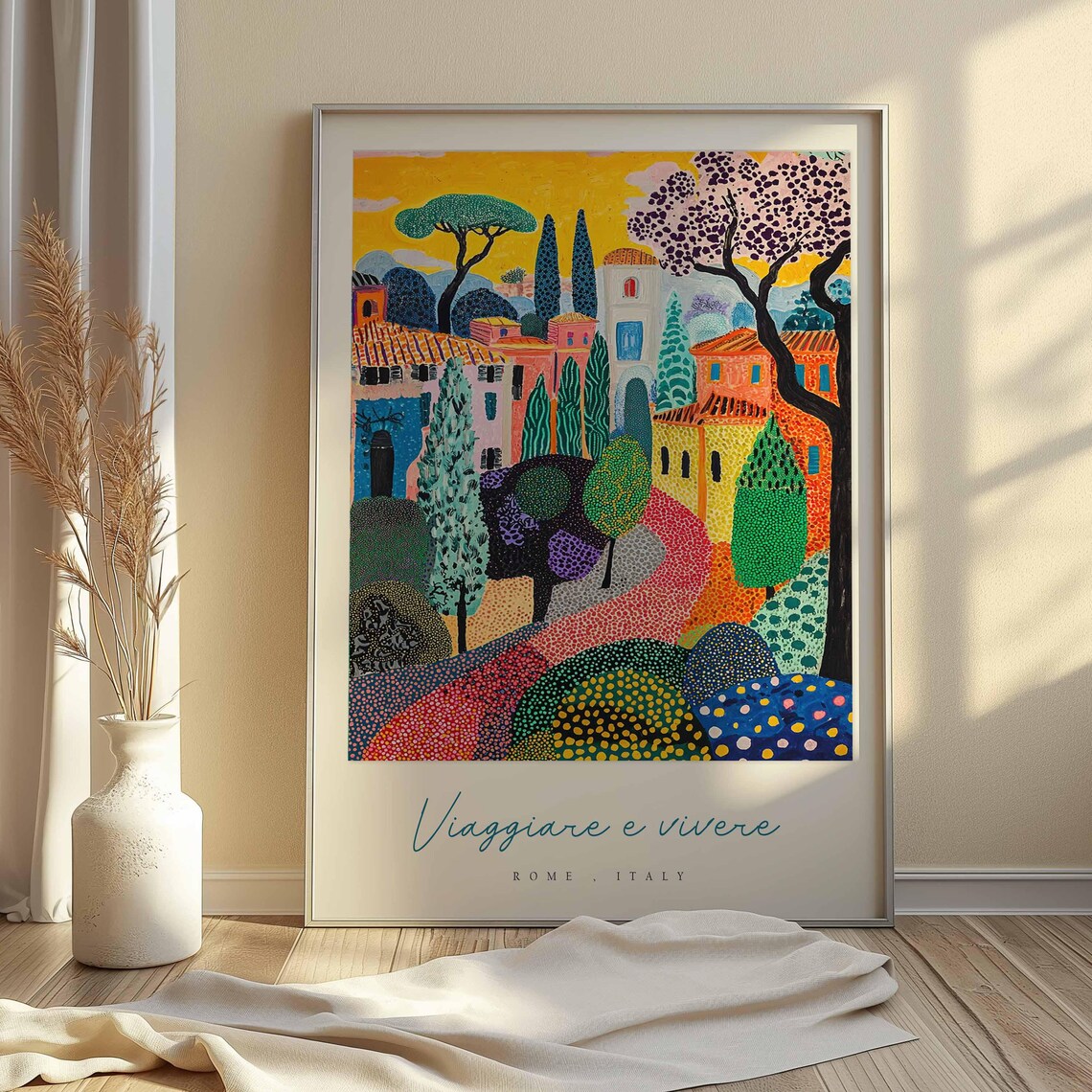 Rome Italy Folk Village Golden Sky Pine Trees Travel Quote Poster - Image 2