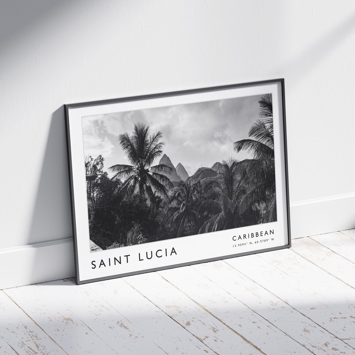 Saint Lucia Print Saint Lucia Poster Caribbean Travel Print Caribbean Print Black And White Travel Poster Travel Art Travel Gift - Image 2