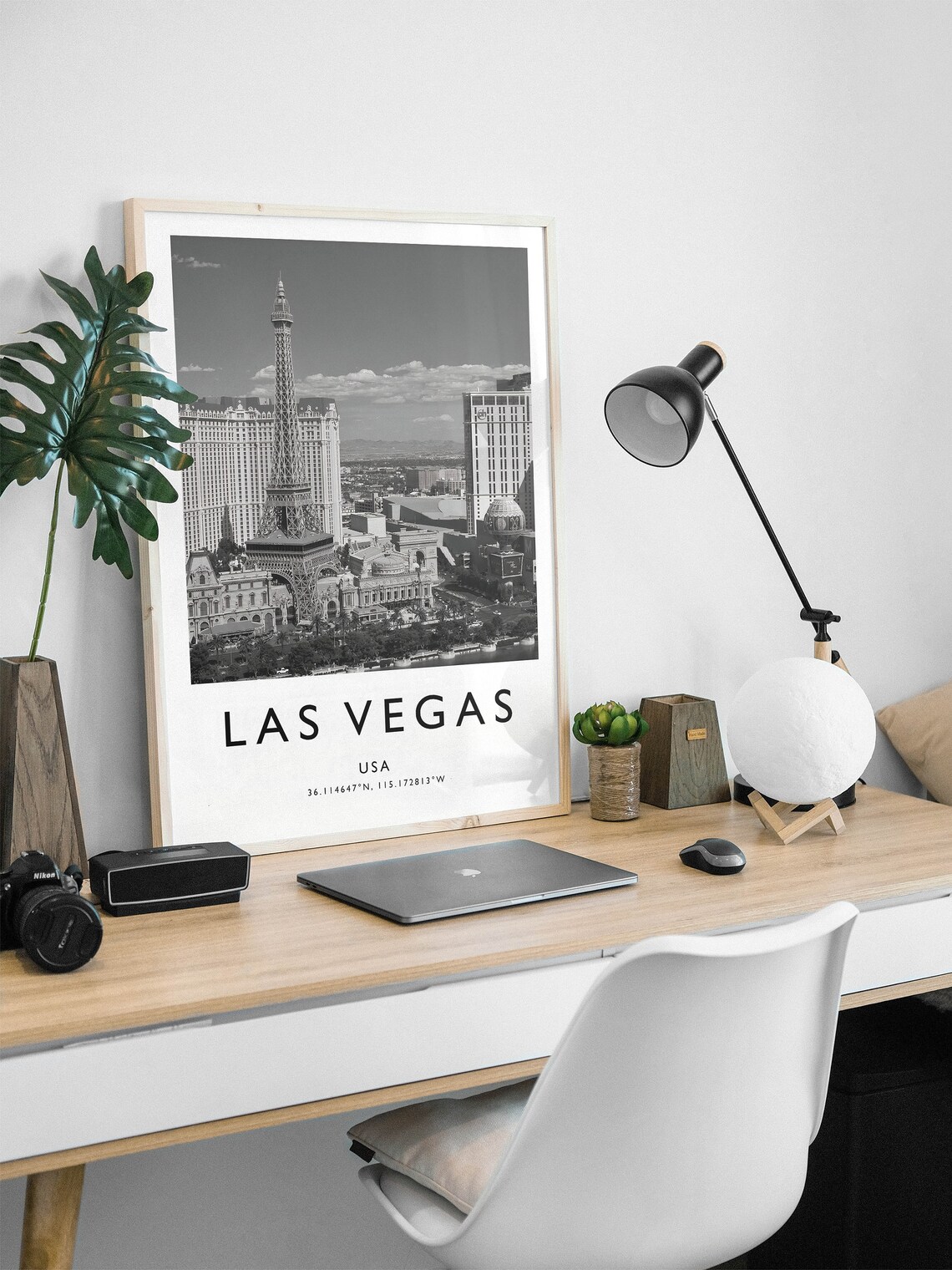 Las Vegas Travel Poster, Black And White Travel Art - Image 2