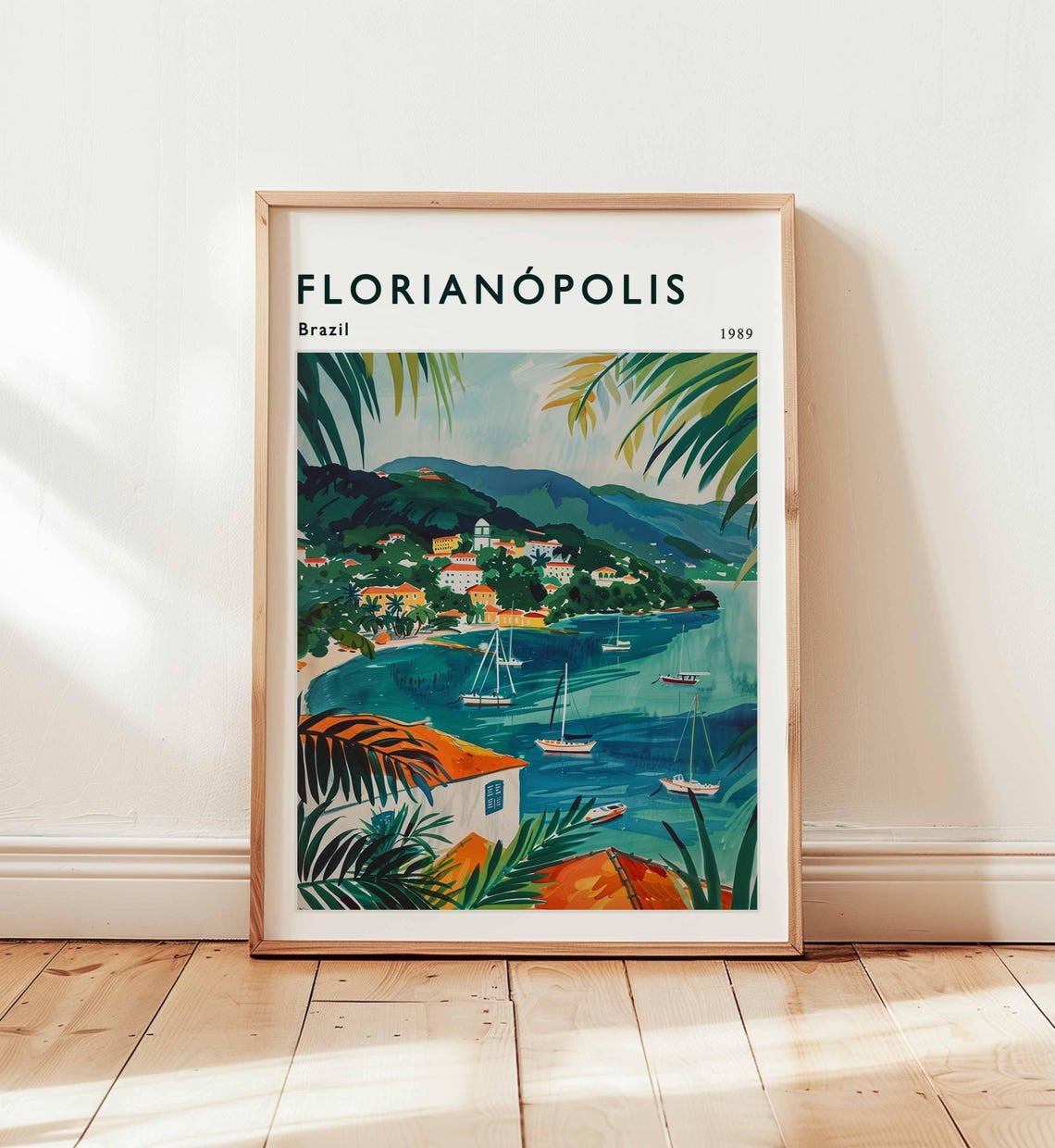Florianopolis Brazil Travel Poster Island Beach Art