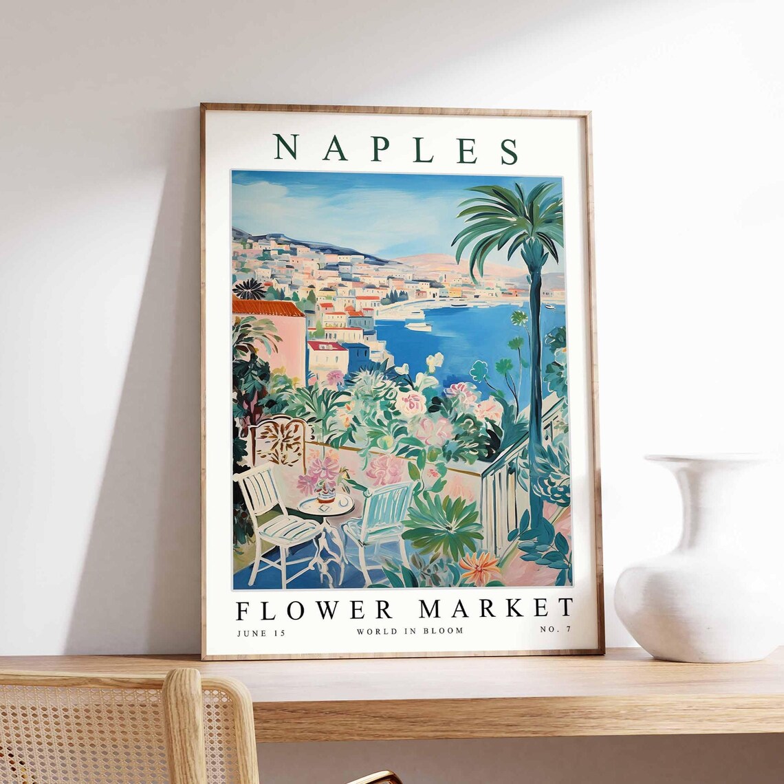 Naples Flower Market Terrace View Overlooking the Bay Poster