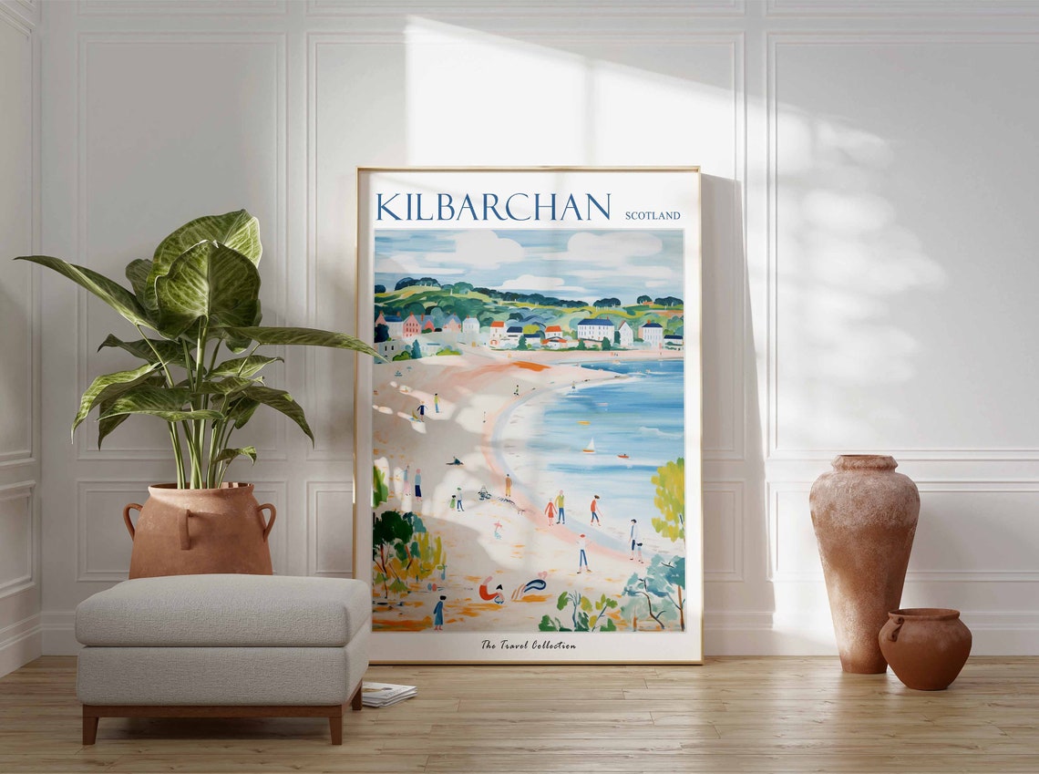 Kilbarchan Poster Kilbarchan Travel Print Scotland Travel Poster Scottish Decor Tropical Decor Sea Print Kilbarchan Travel Poster - Image 3