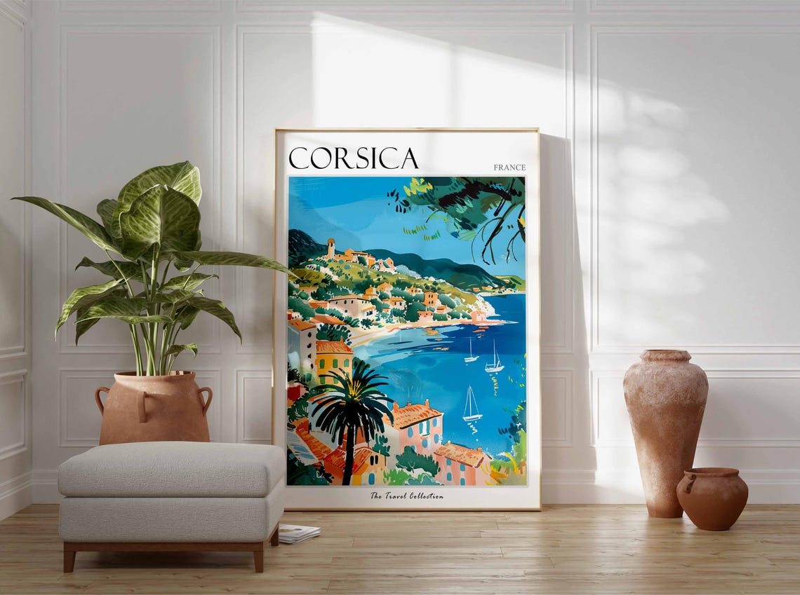Corsica Poster France Travel Print French Decor Europe Travel Poster European Wall Art Sea Print Corsica Gift Corsica Travel Poster - Image 3