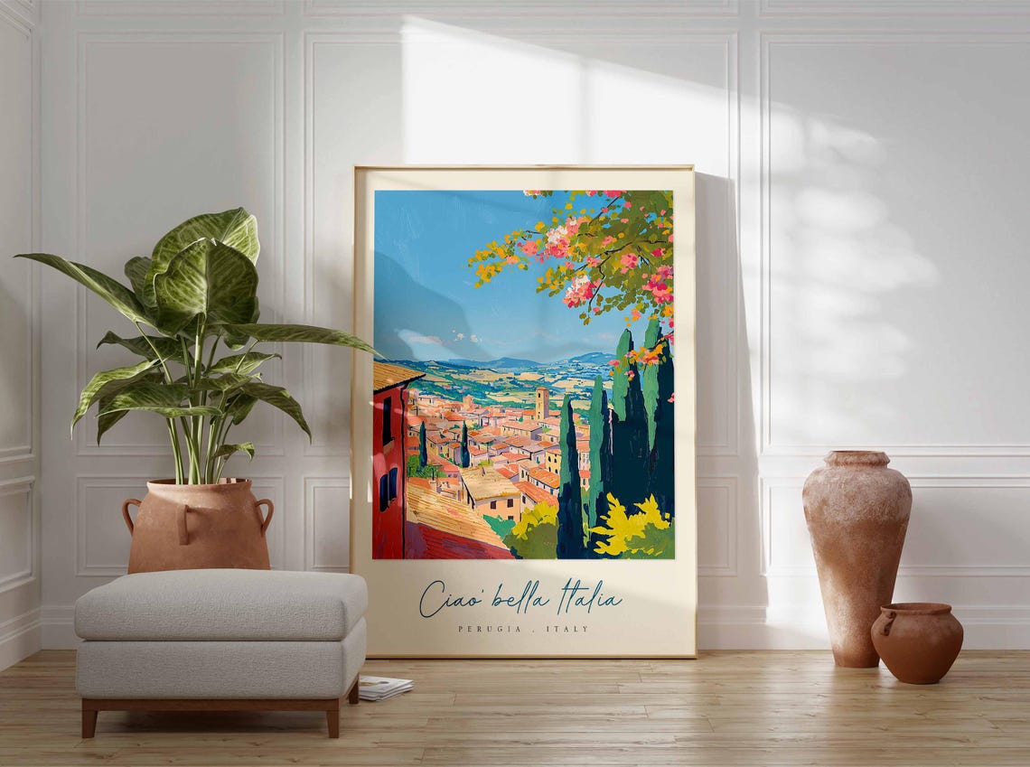 Perugia Poster Italian Travel Print Perugia Travel Art Perugia Wall Art Italy Art Italy Travel Decor Italian Travel Gift - Image 3
