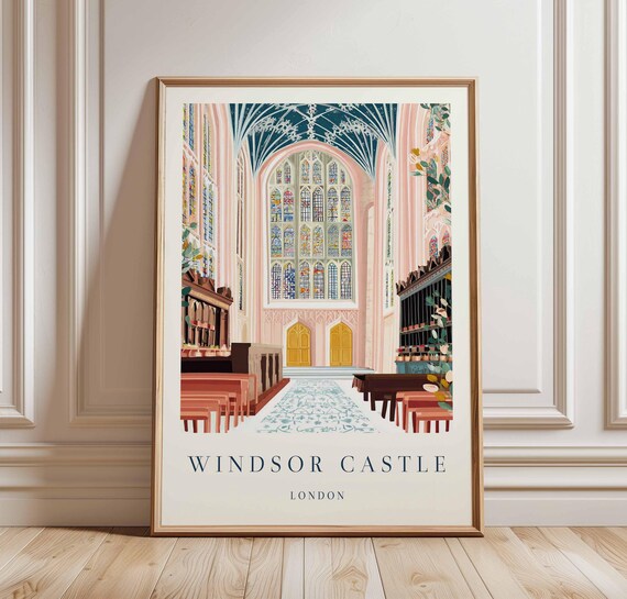 Windsor Castle London Chapel Interior Stained Glass Art Poster