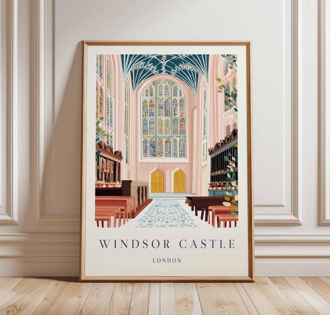 Windsor Castle London Chapel Interior Stained Glass Art Poster