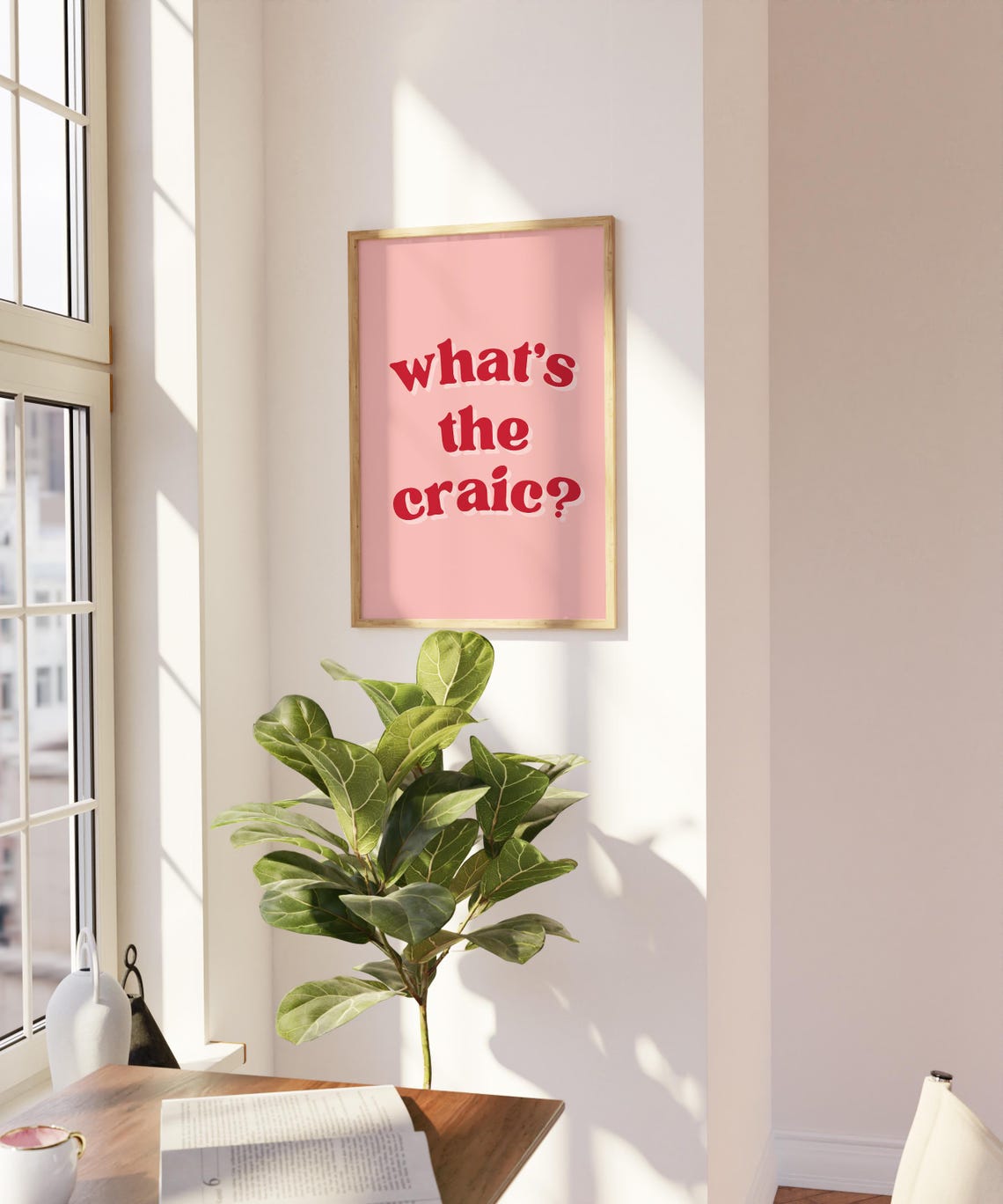 Whats the Craic Irish Saying Pink Retro Typography Fun Poster - Image 6