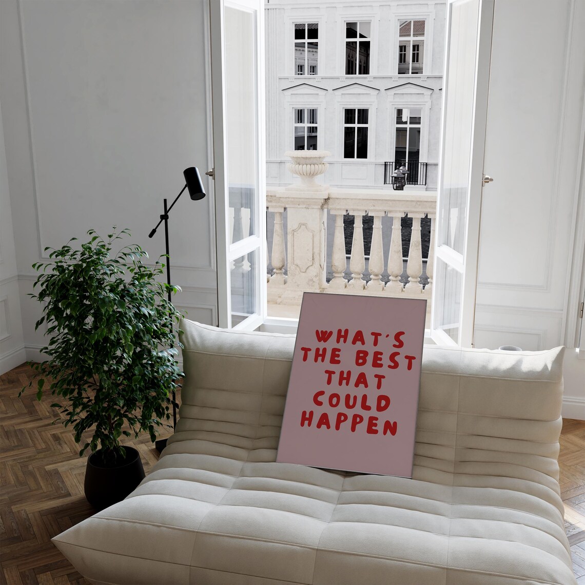 Whats the Best That Could Happen Pink Red Typography Quote Poster - Image 3