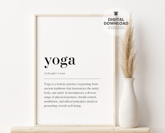 Yoga Definition Minimalist Dictionary Style Typography Poster