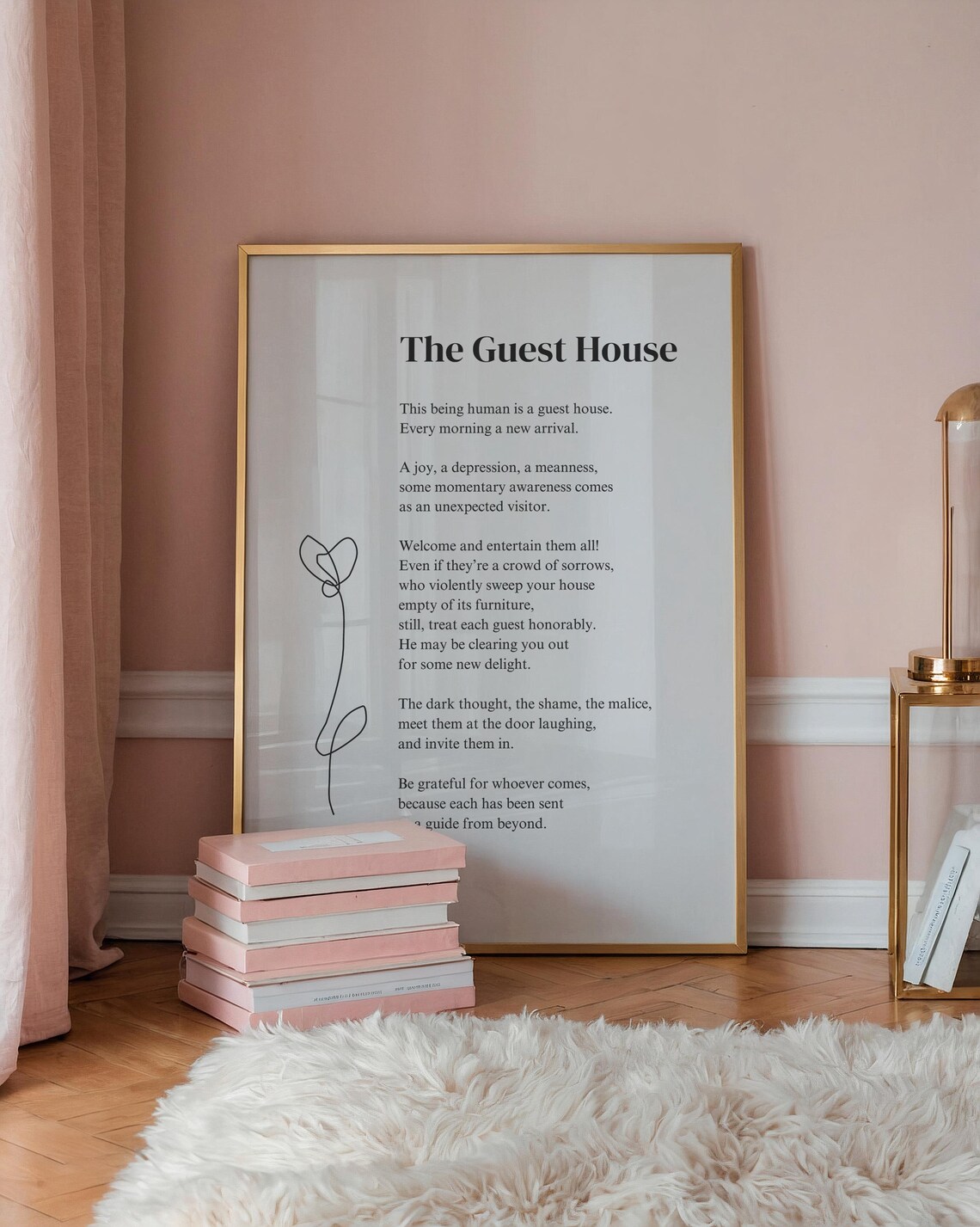 The Guest House Rumi Poem Minimalist Floral Poetry Art Poster - Image 2