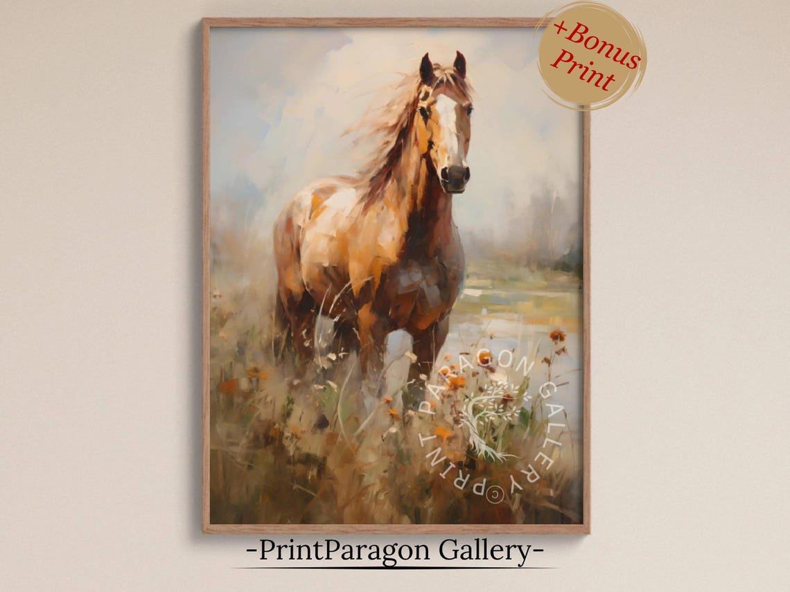 Horse Wall Decor Animal Scenery Animal Portrait Horse Print Oil Painting Wild Horse Home Decor Pet Wall Art