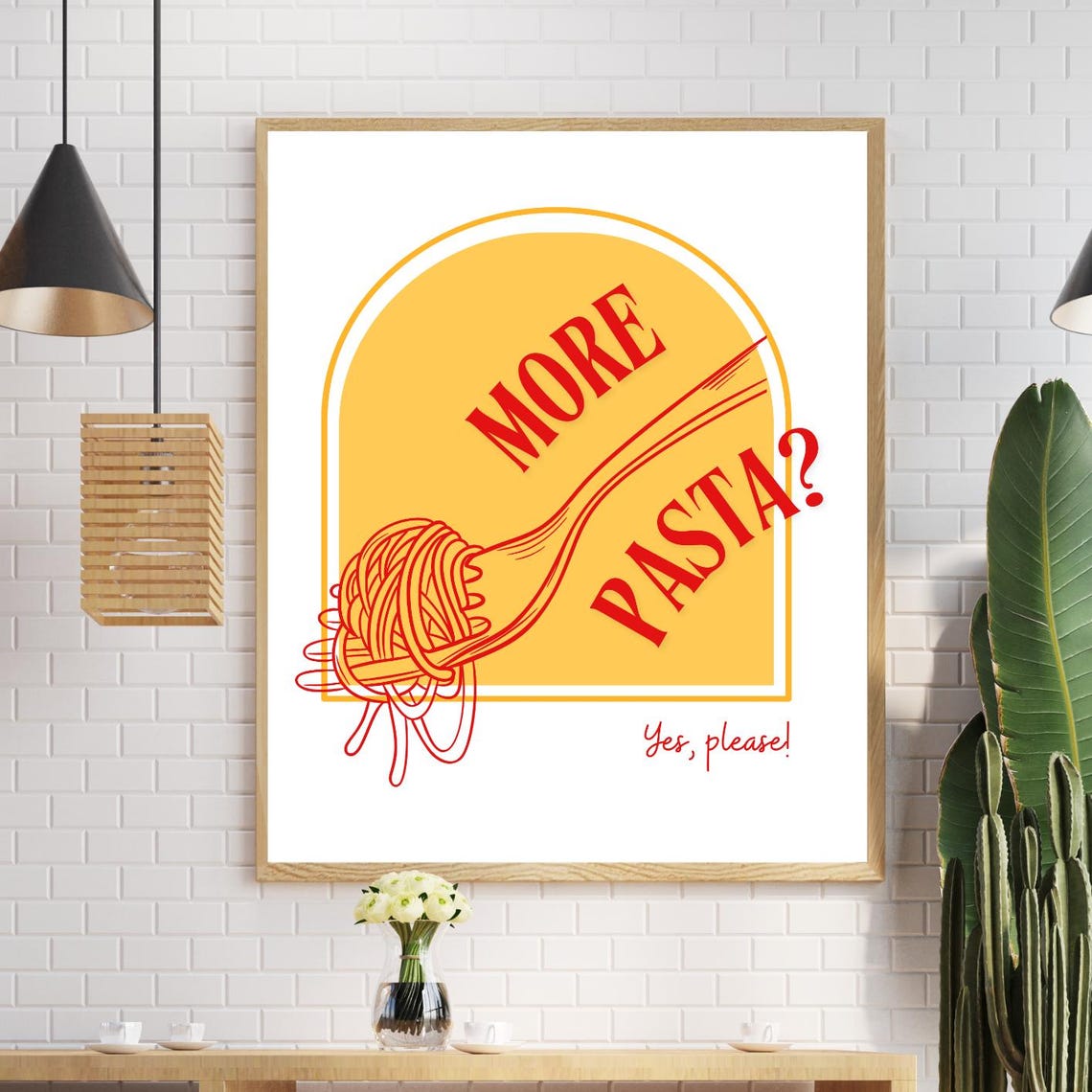 More Pasta Yes Please Spaghetti Twirl Fork Italian Kitchen Poster