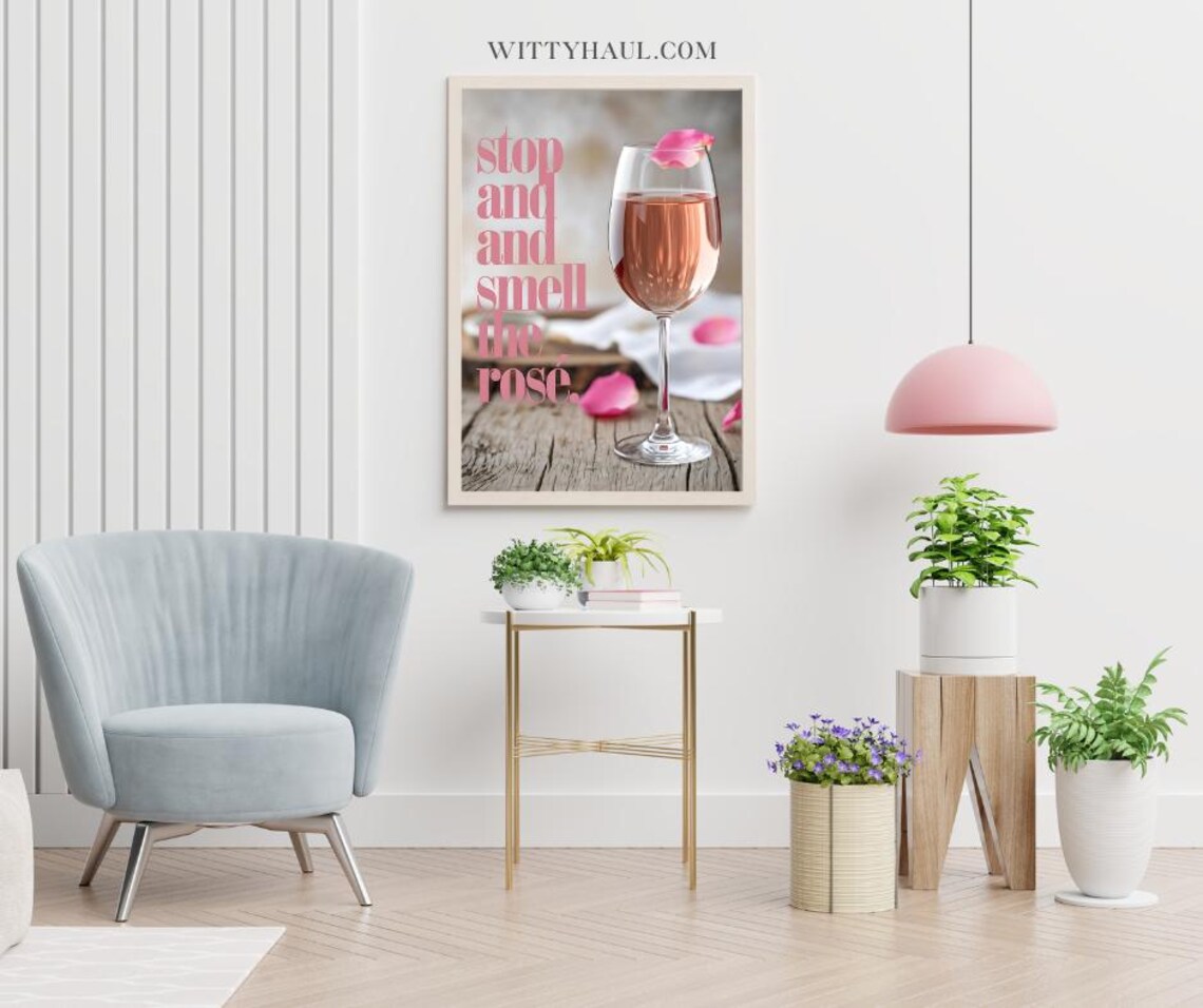 Rose Poster Art, Modern Wine Saying - Image 4