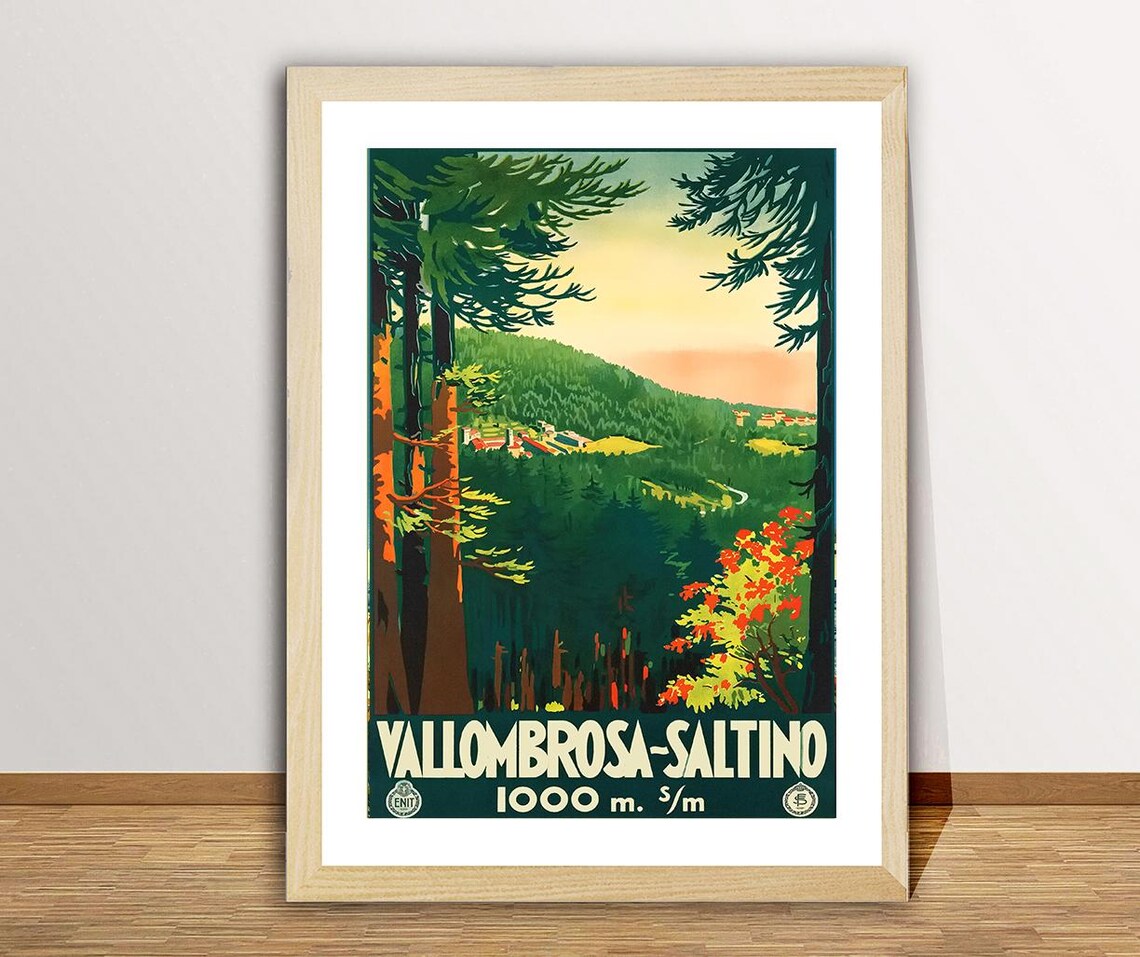 Vallombrosa Saltino Italy Vintage Travel Poster