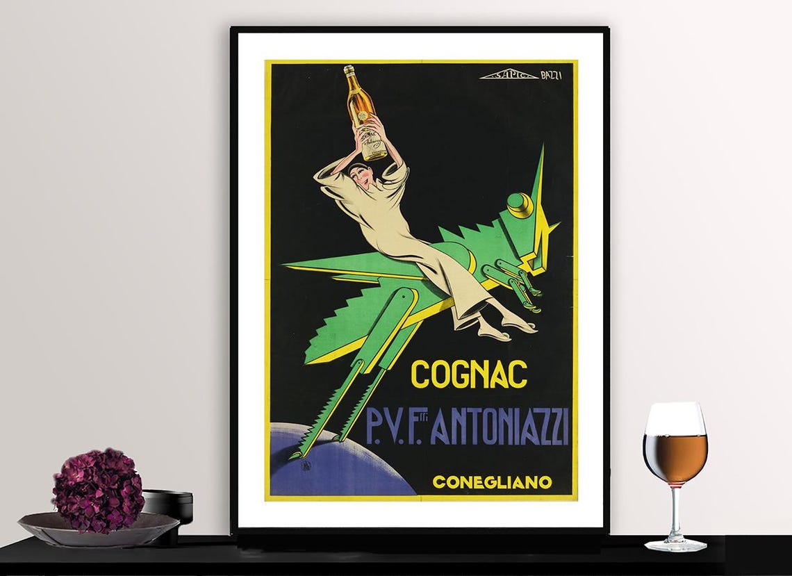 Cognac Antoniazzi Conegliano Vintage Italian Drink Ad Poster