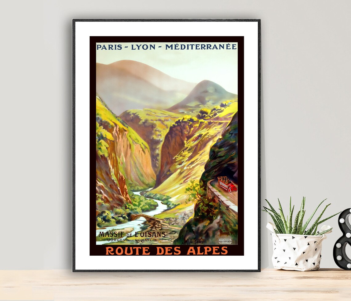 Route Des Alpes Massif De L Oisans Vintage French Alpine Travel Poster