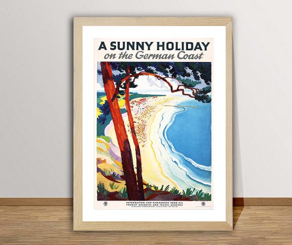 A Sunny Holiday On The German Coast Vintage Travel Poster Travel Art Print Gift Idea Wall Decor