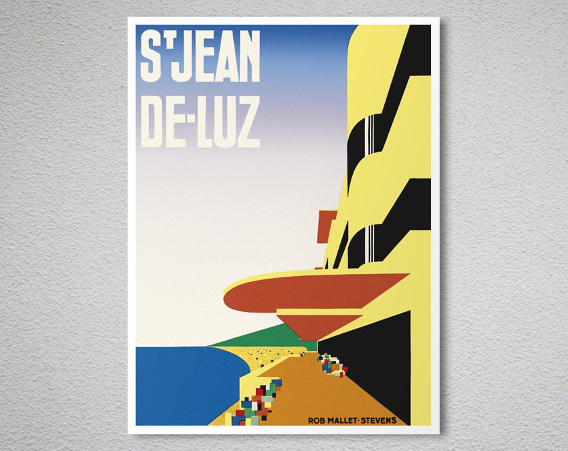 St Jean de Luz Vintage Beach Poster by Rob Mallet Stevens Art - Image 2