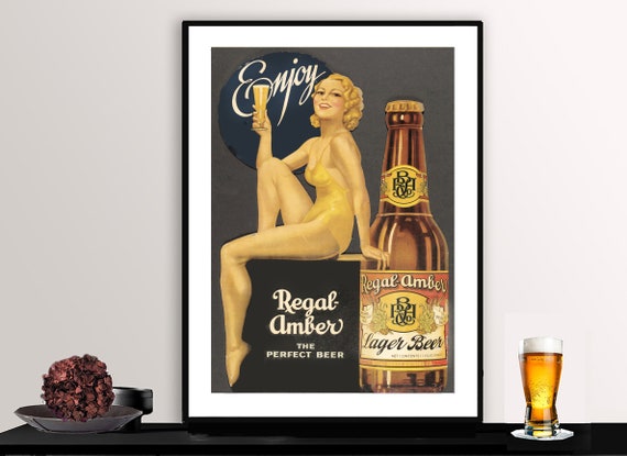 Enjoy Regal Amber The Perfect Beer Vintage Fooddrink Poster Beverage Art Beer Lovers Bar Decor Gift Idea