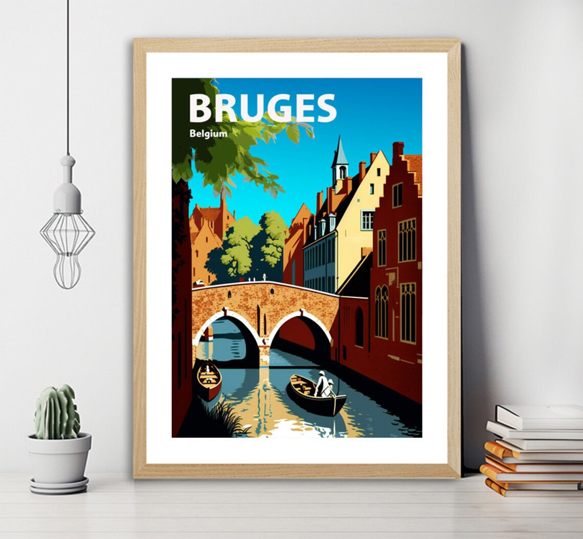 Bruges Belgium Travel Poster, Brugge Wall Decor