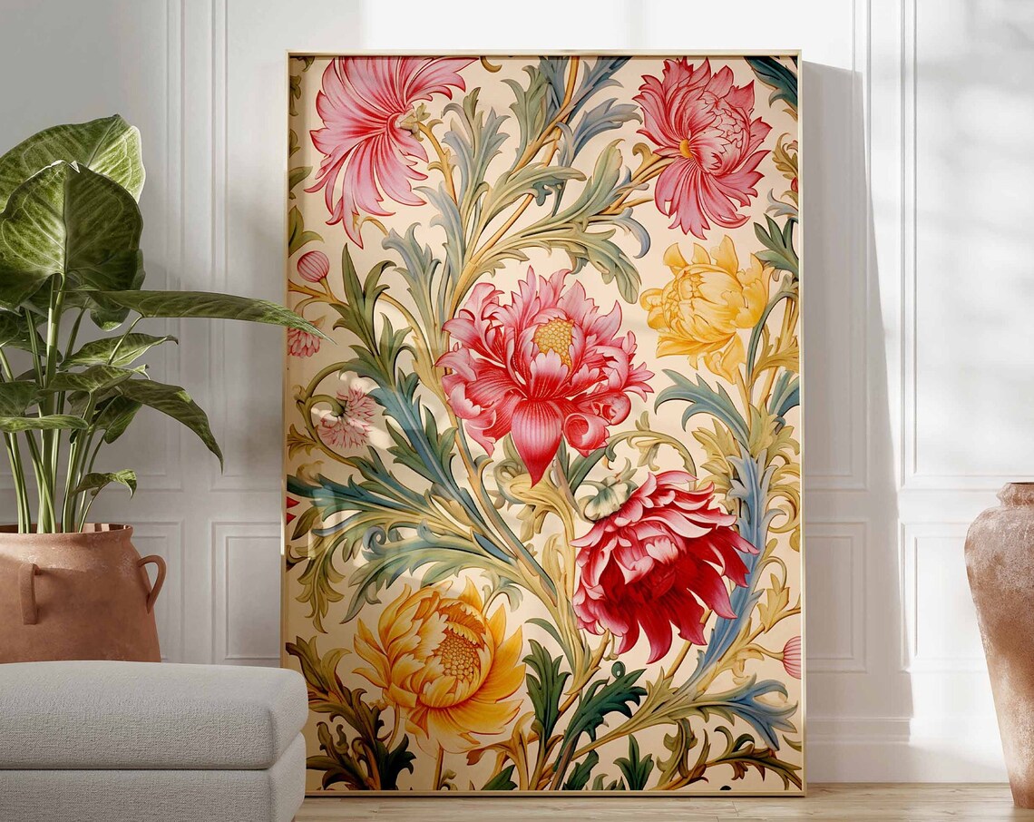Indian Floral Pattern Vintage Poster Print
