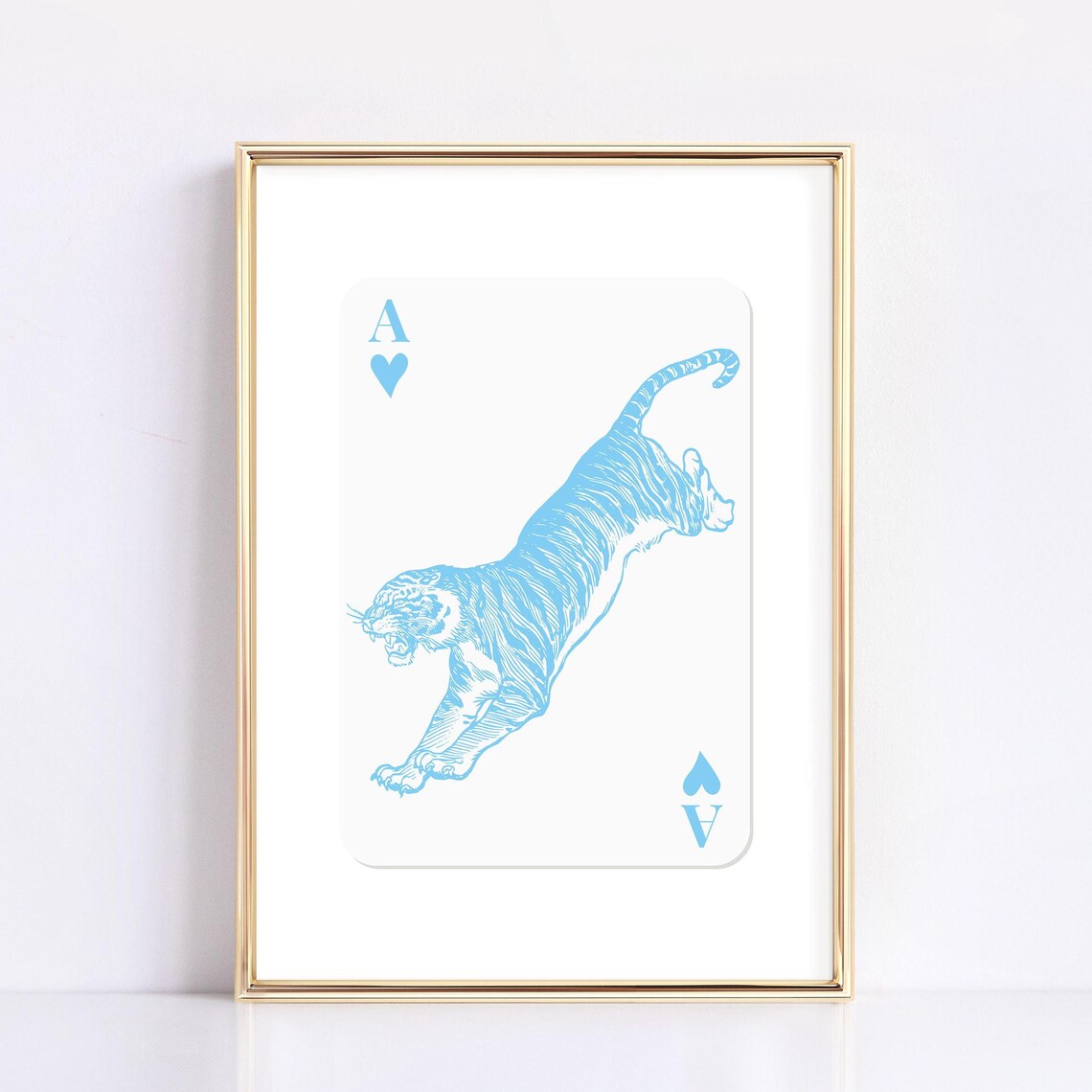 Light Blue Tiger Wall Art Trendy Dorm Room Decor Aesthetic Wall Art Prints Blue Retro Maximalist Wall Art Dopamine Decor Cute