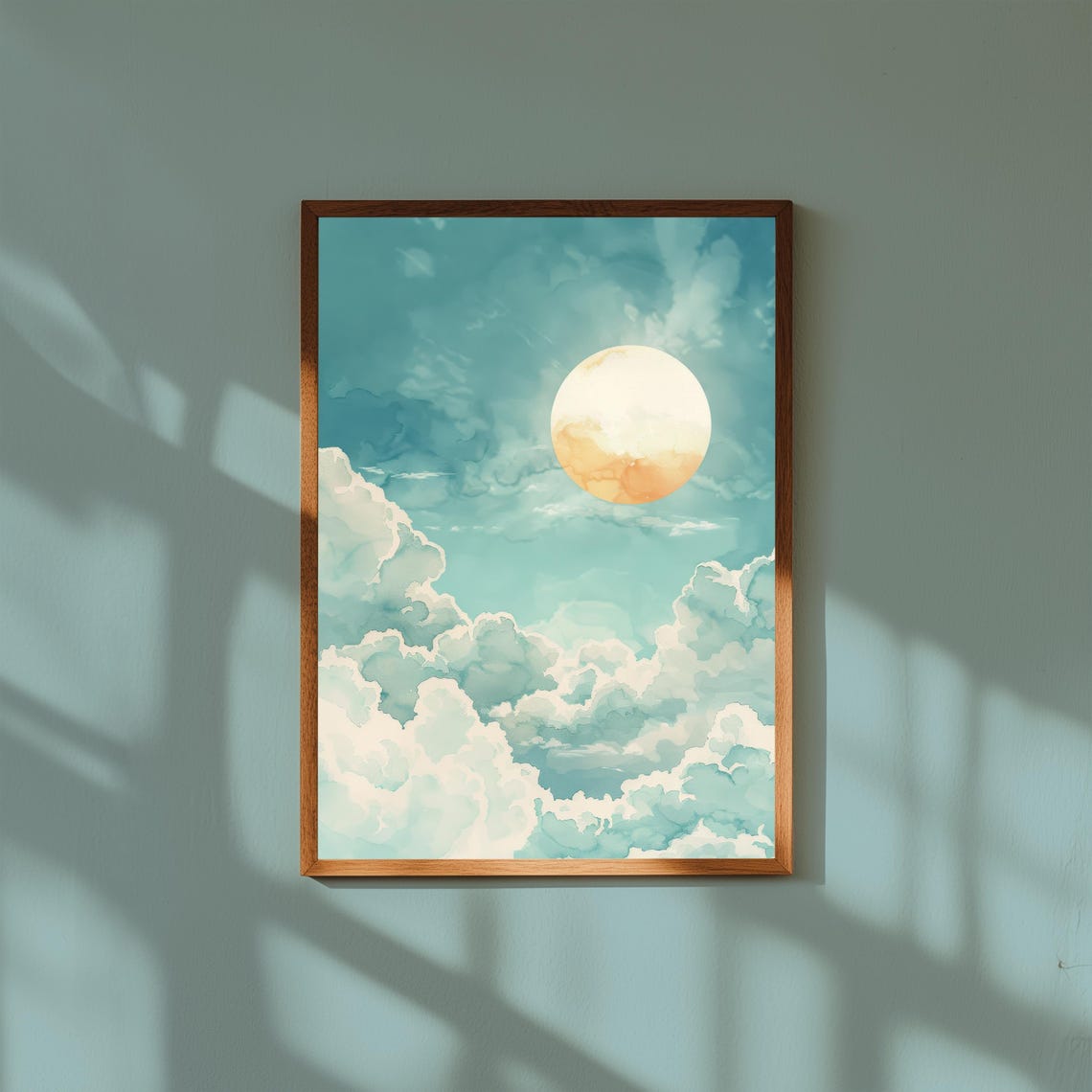 Blue Sky Nursery Print Whimsical Clouds Wall Art