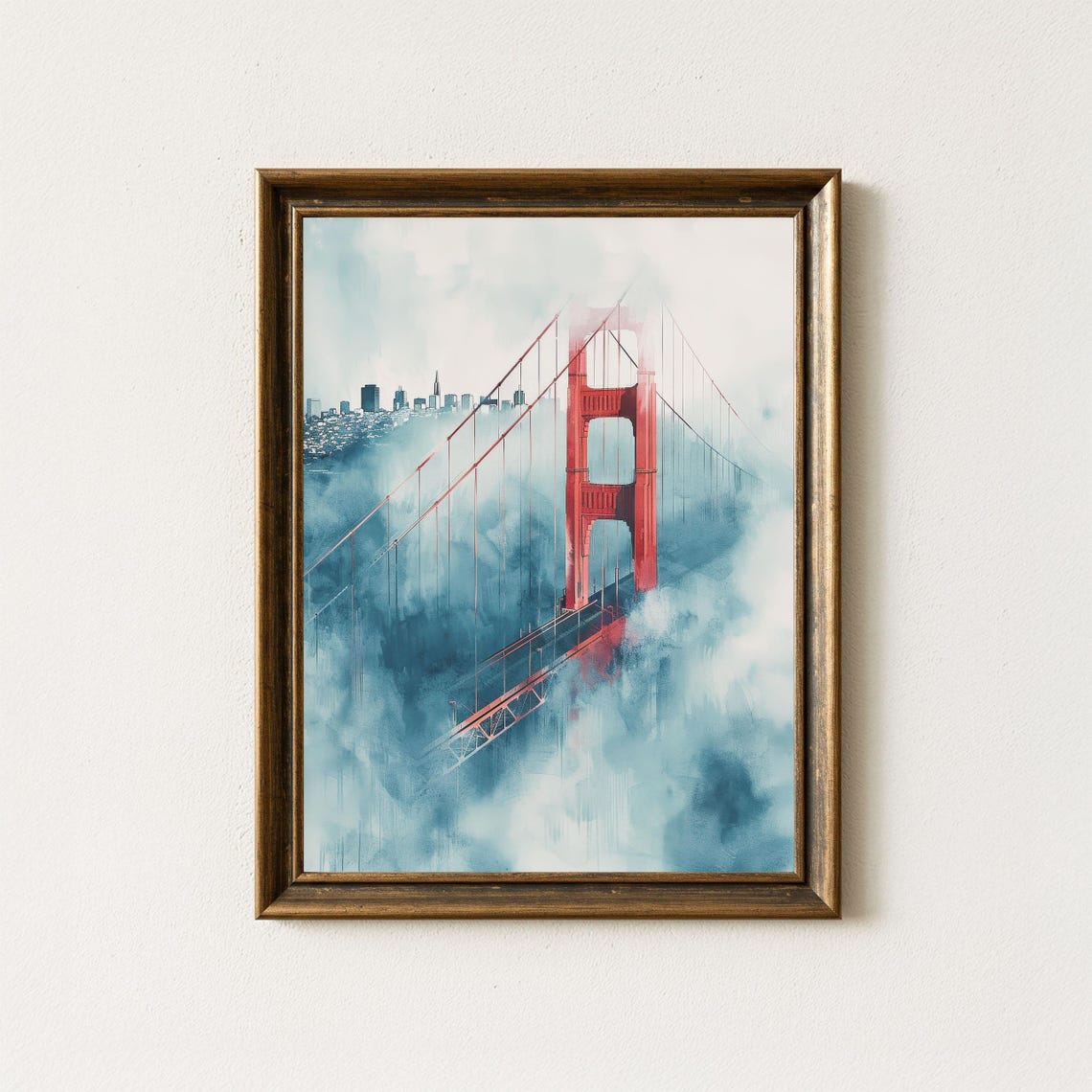 Golden Gate Bridge Watercolor Print San Francisco Skyline Art