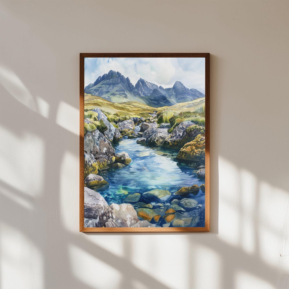 Fairy Pools Scotland Watercolor Print Mountain Stream Isle of Skye