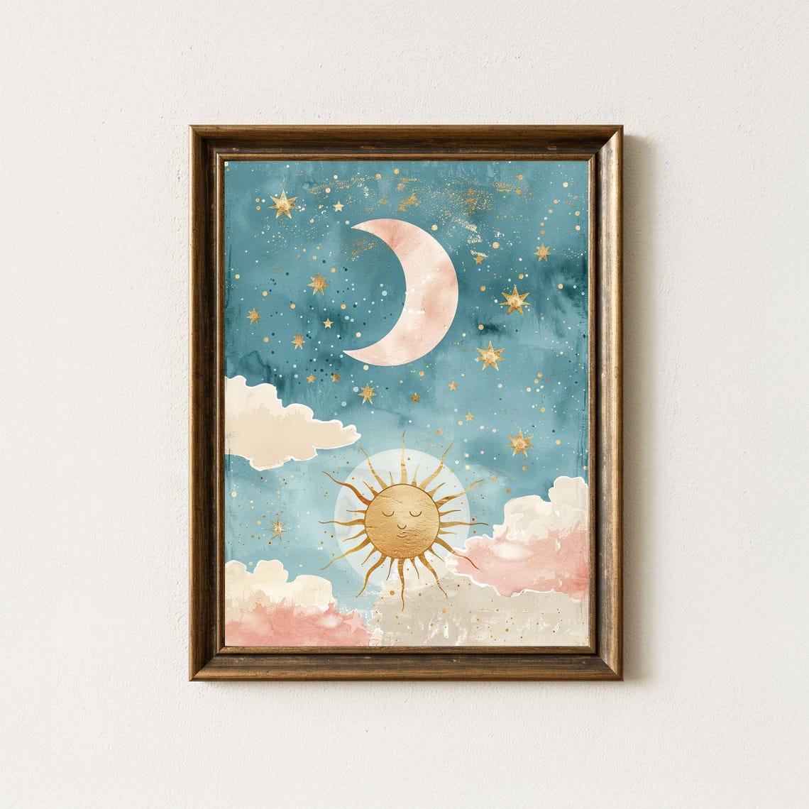 Sun And Moon Nursery Print Celestial Boho Baby Room Decor