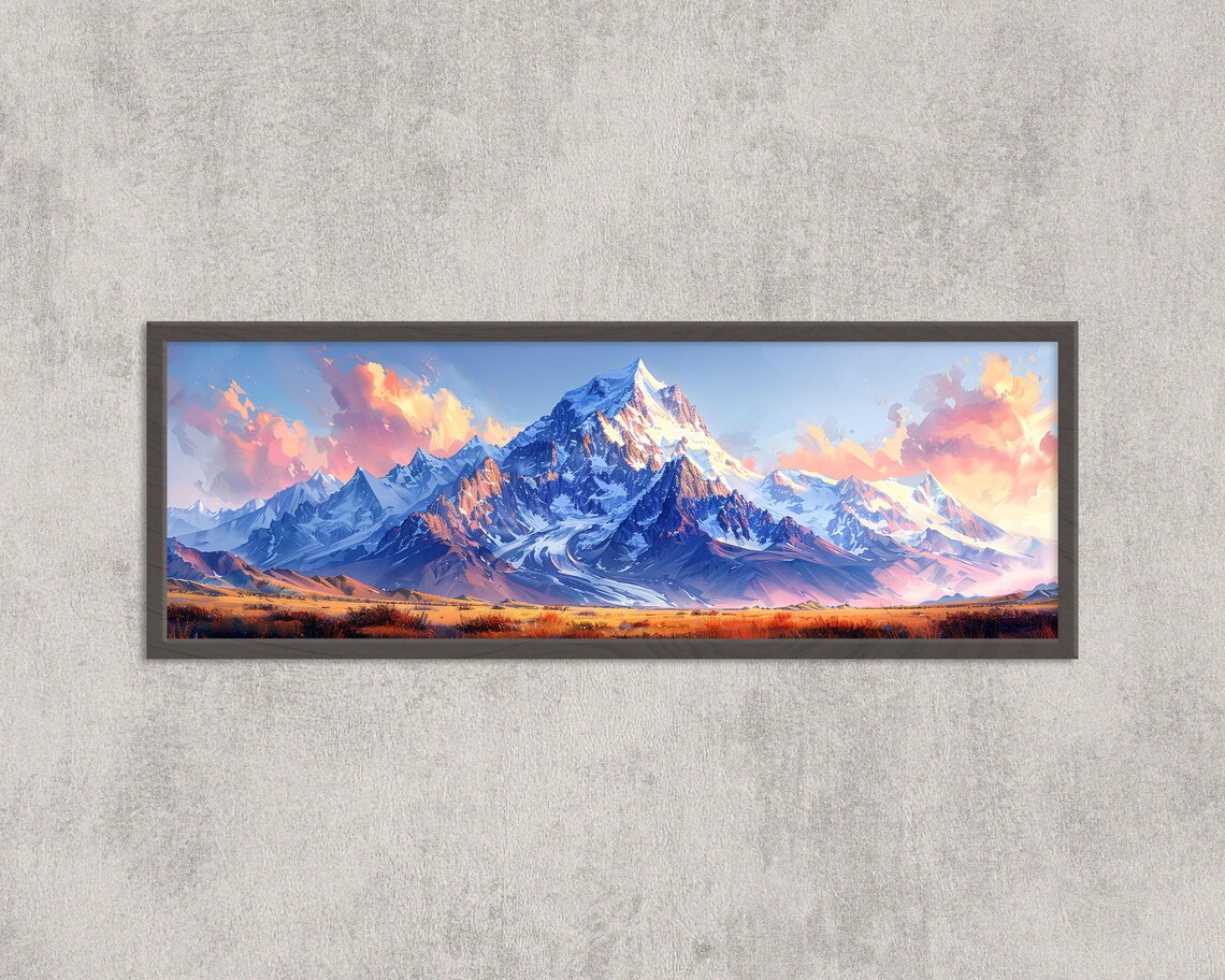 Denali Mountain Watercolor Art Print, Alaska Landscape