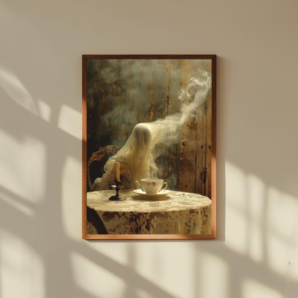 Ethereal Spirit At Victorian Tea Table Gothic Spooky Halloween Poster