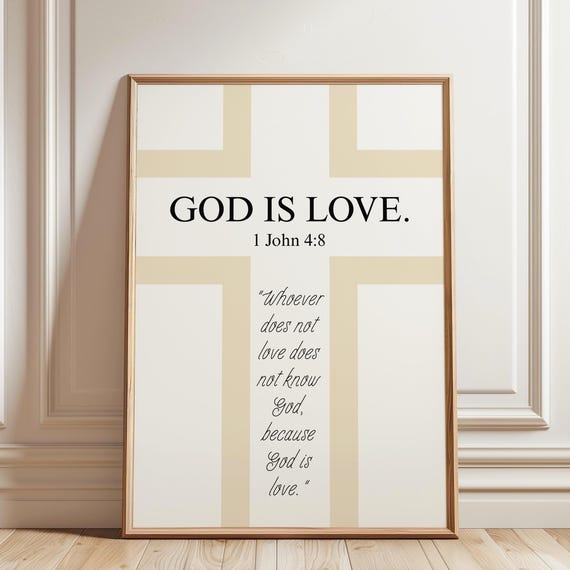 God Is Love Poster Christian Wall Art 1 John 48 Bible Verse Print Digital Download