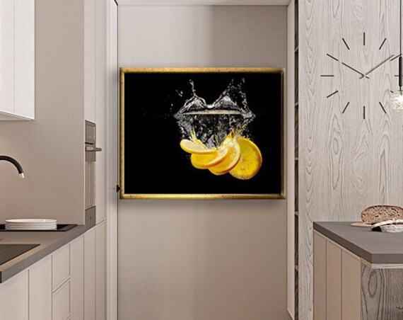 Lemon Slices In Water Print Wall Decor Wall Art Print Ready To Hang Wall Print Design Painting