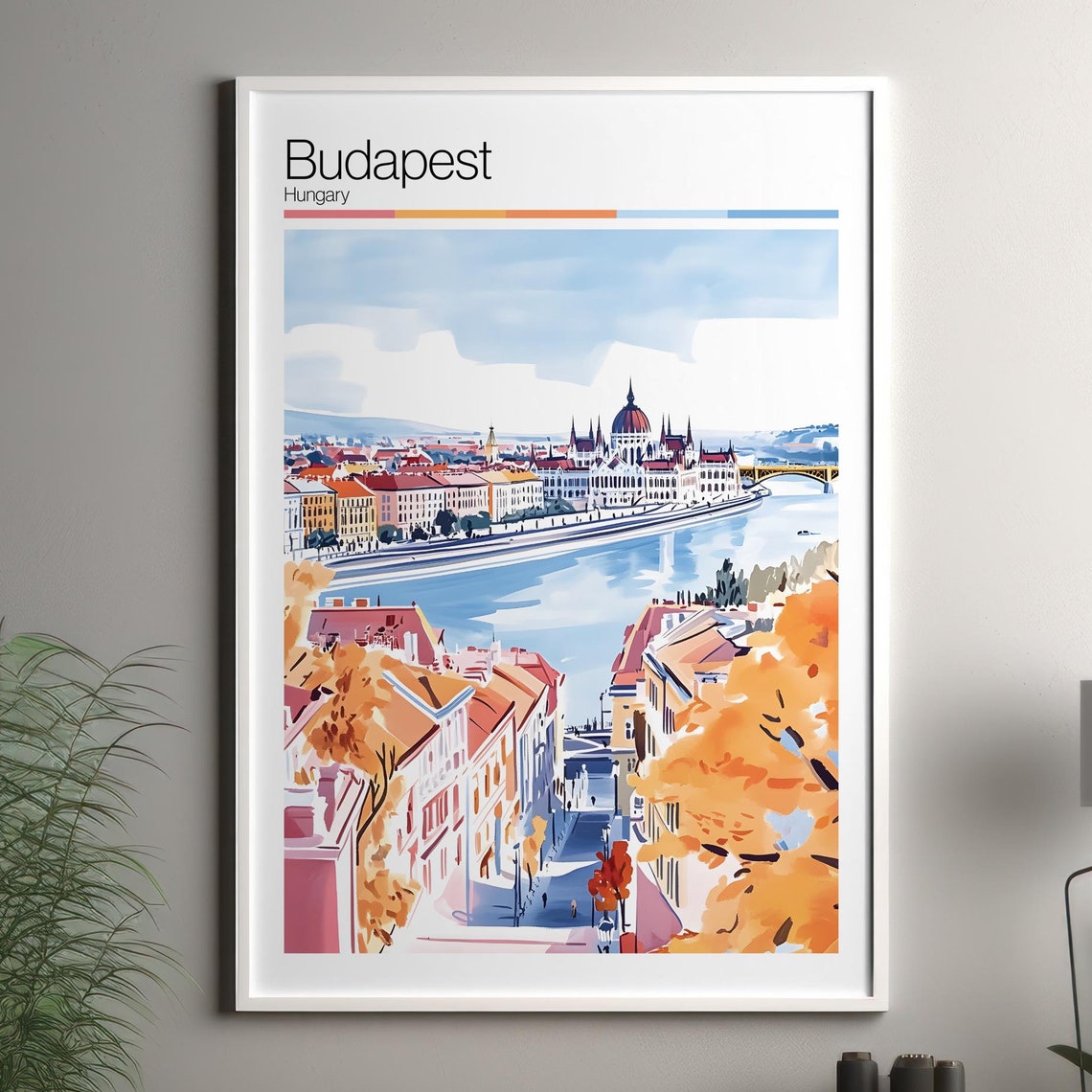 Budapest Print Soft Colors Travel Poster Colourful Wall Art Hungary City Decor For