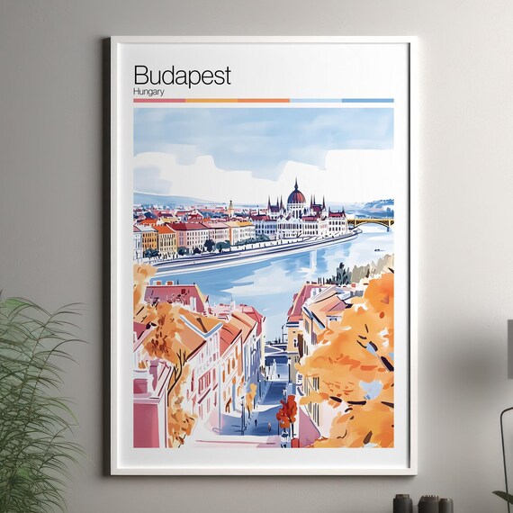 Budapest Hungary Parliament Riverside Embankment Soft Pastel Poster