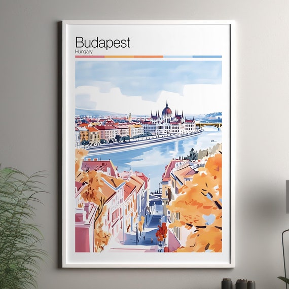 Budapest Print Soft Colors Travel Poster Colourful Wall Art Hungary City Decor For