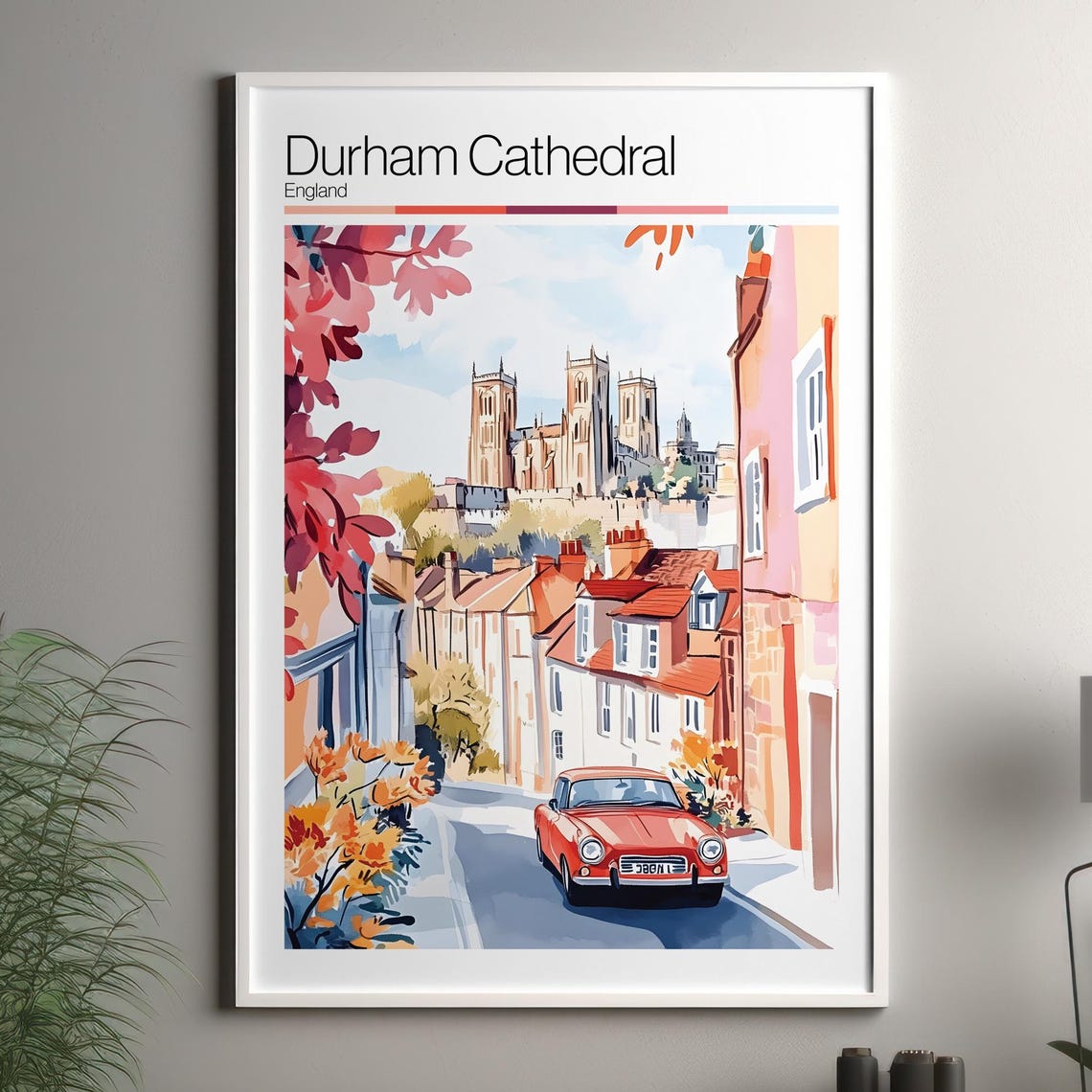 Durham Cathedral Print Soft Colors Travel Poster United Kingdom City Art Decor For Wall