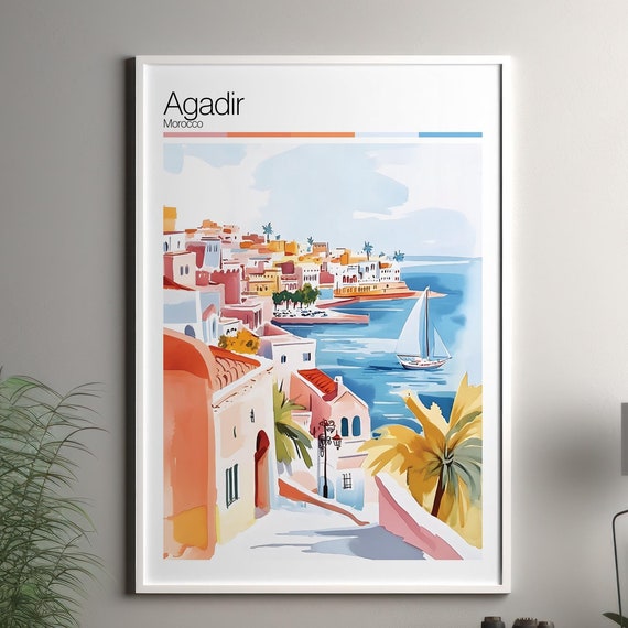 Agadir Travel Poster, Morocco City Decor