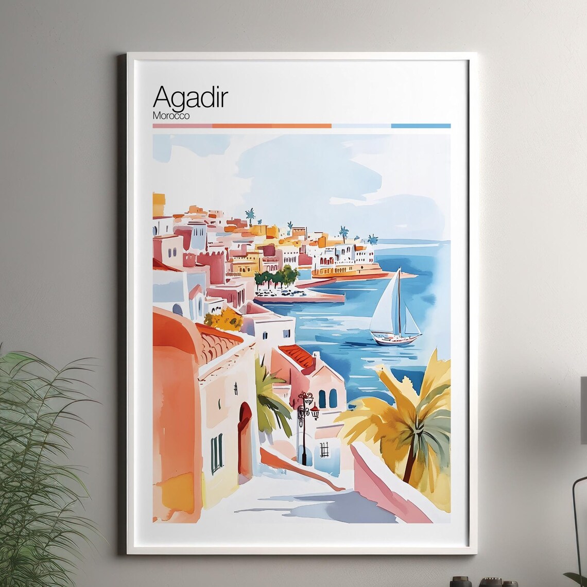 Agadir Travel Poster, Morocco City Decor