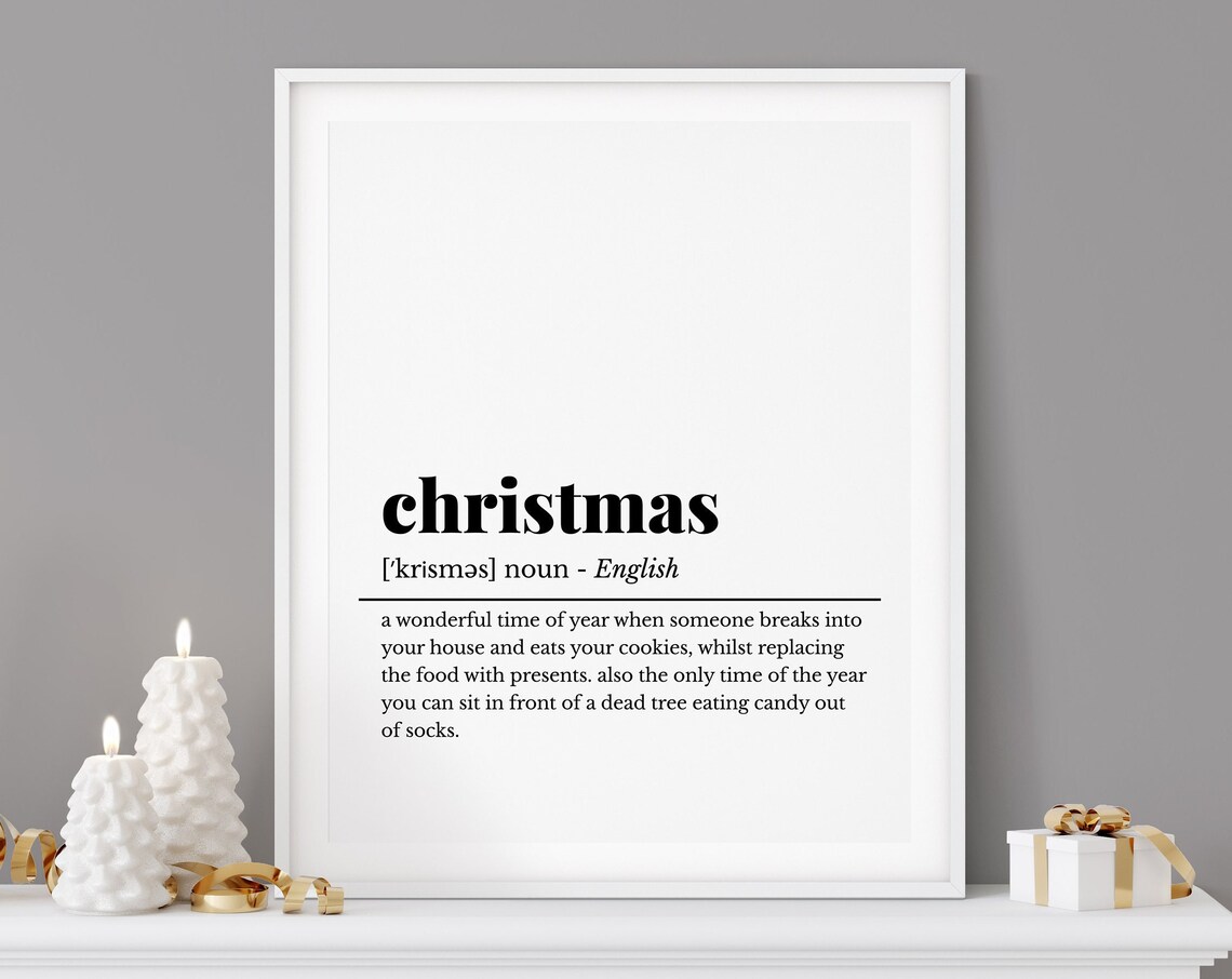 Christmas Funny Definition Minimalist White Holiday Season Poster - Image 2