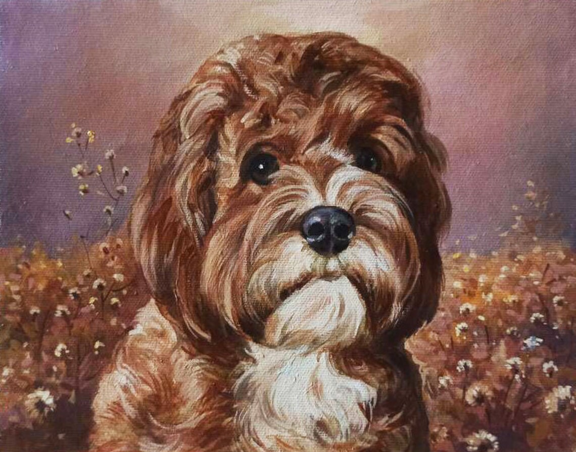 Dog Portrait, Handmade Oil Portrait Art Print Gift - Image 3
