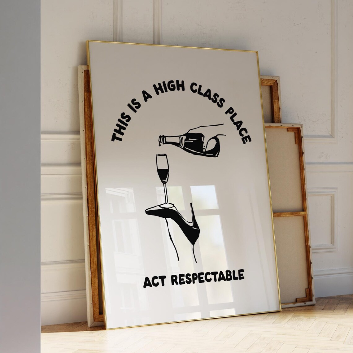 Black High Class Place Wine Pour Funny Bar Cart Decor Poster
