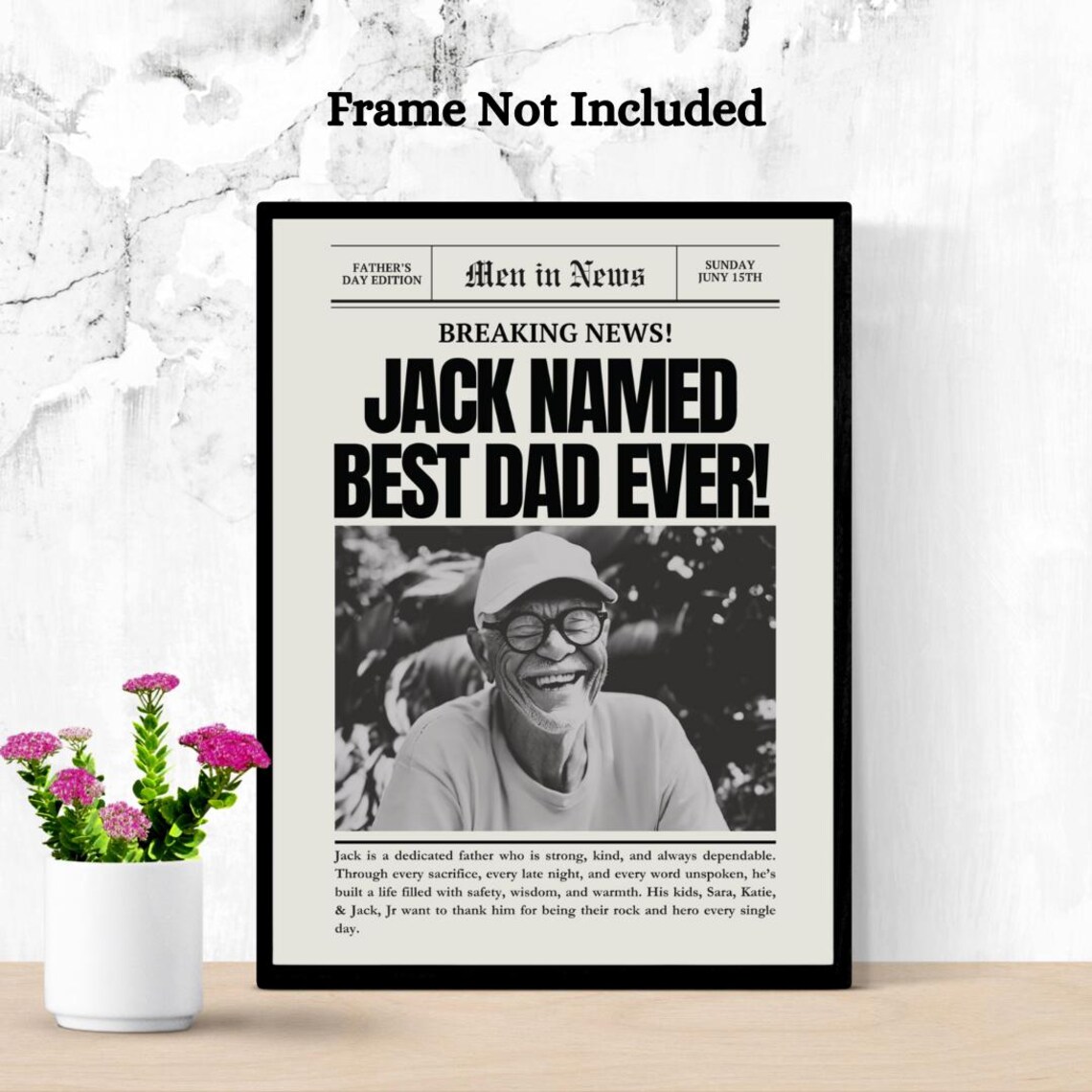 Personalized Fathers Day Newspaper Poster, Gift For Dad - Image 4