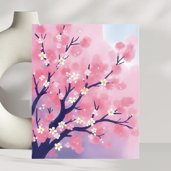 Beautiful Pink Cherry Blossom Branches Spring Floral Art Poster