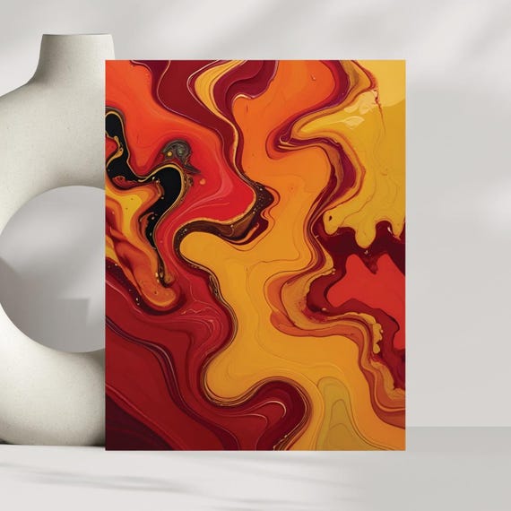 Vibrant Abstract Fall Colors Art Print Gicle Autumn Wall Decor