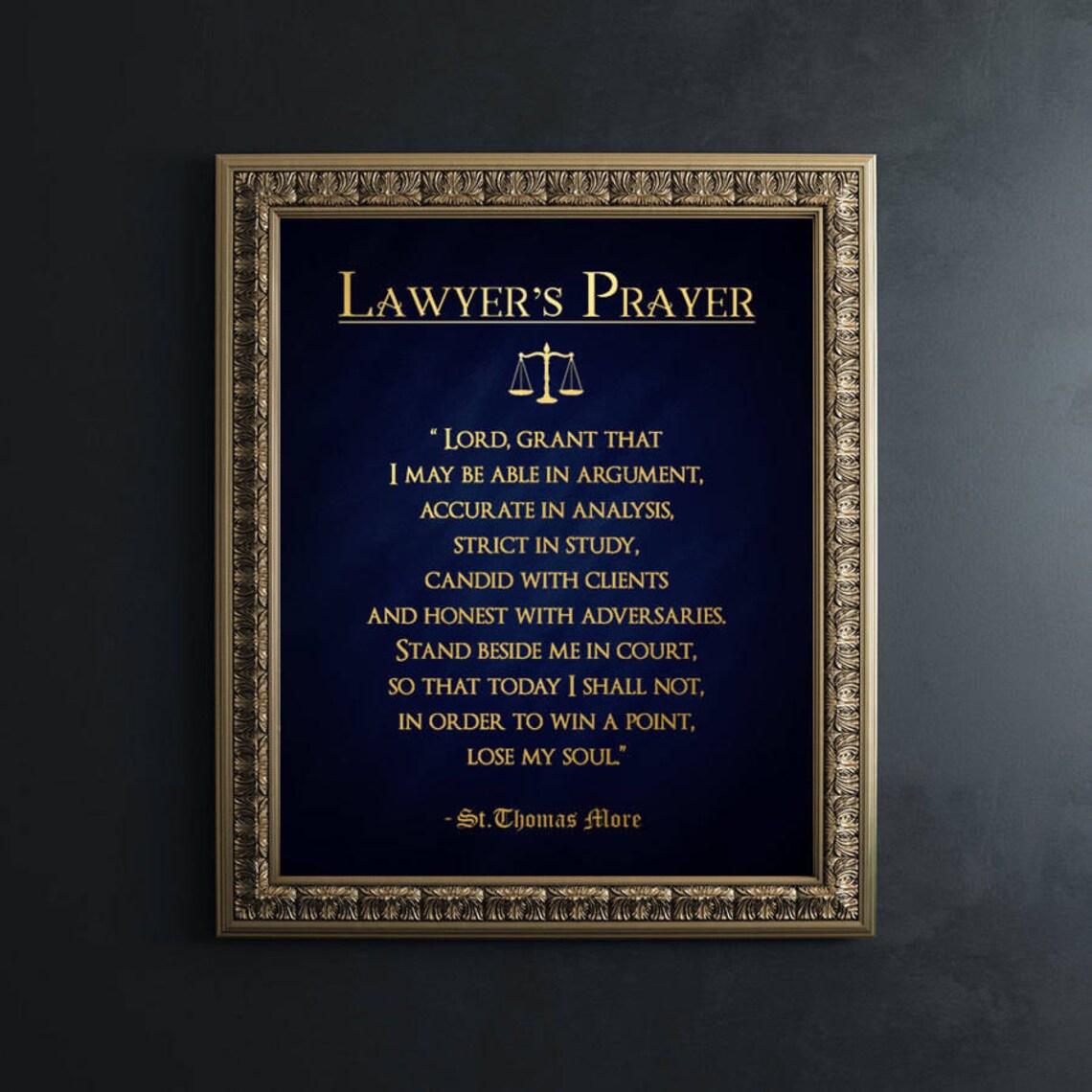 Lawyers Prayer Gold Foil Art Print by Sir Thomas More
