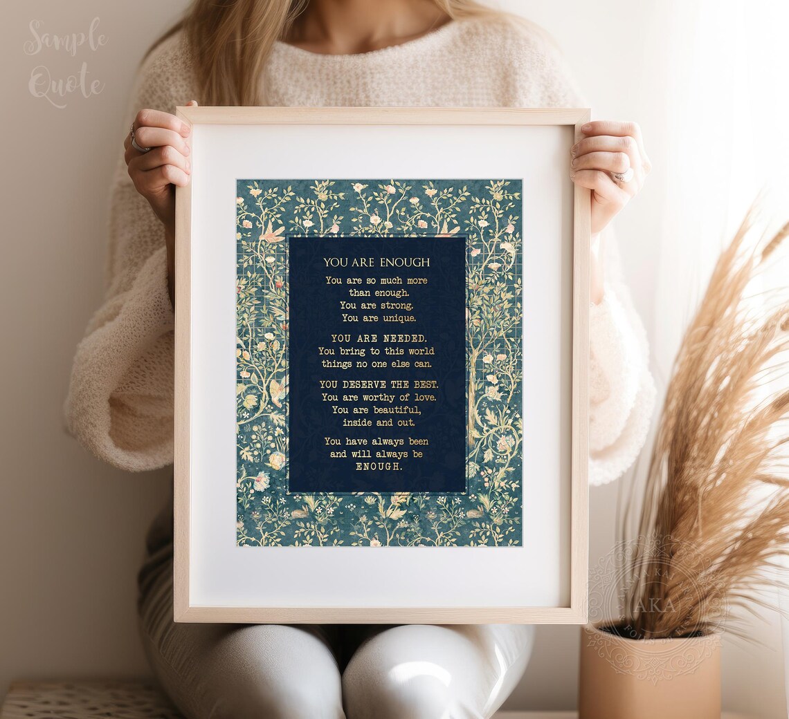 William Morris Floral Custom Text Wall Art Print - Image 5
