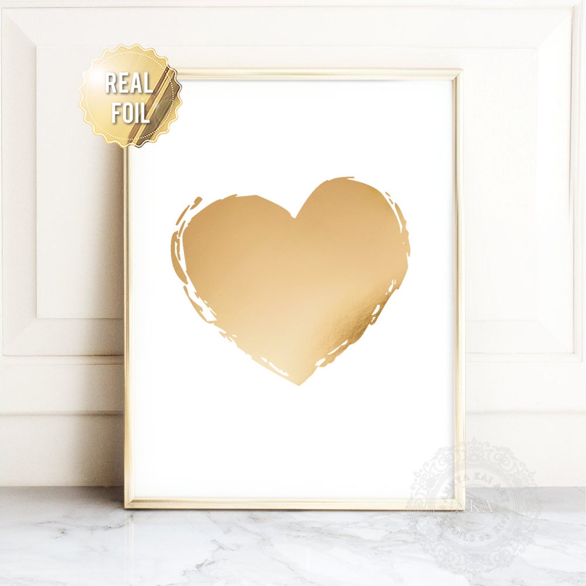 Gold Foil Brushstroke Heart Minimalist Modern Love Art Print - Image 5